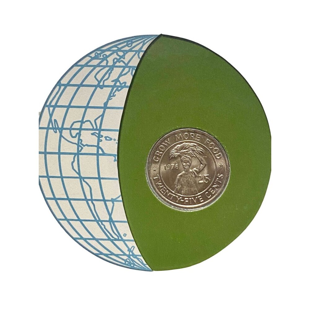 1976 Franklin Mint Grow More Food 25 Cents Coin With Certificate Of Authenticity
